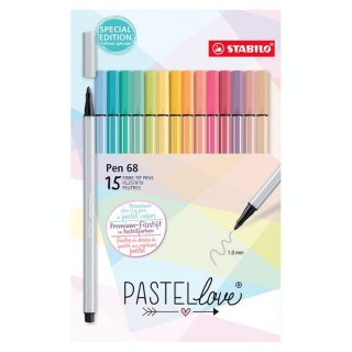 Feutre Pen 68 Pastellove 15 couleurs - STABILO - Rougier et Plé