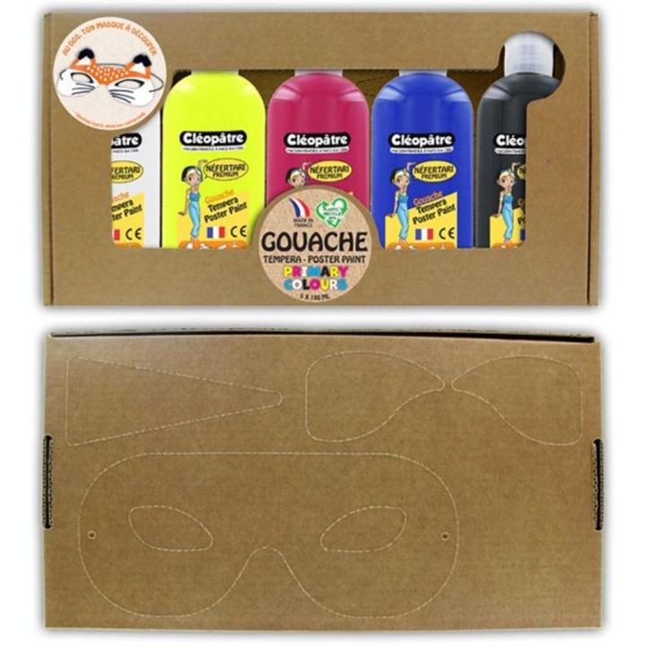 Peinture pour enfant Gouache Néfertari Primaire + N&B 5 x 100 ml - Cléopatre - Rougier et Plé