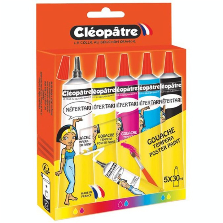 Peinture pour enfant Gouache Néfertari Primaire + N&B 5 x 30 ml - Cléopatre - Rougier et Plé