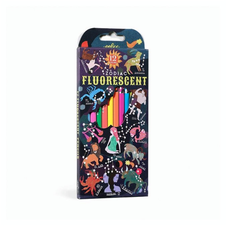 Crayons Couleurs Fluo Zodiac 12 pcs - Eeboo - Rougier et Plé