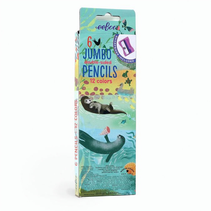 Crayons De Couleurs Double Face 6 pcs Loutres - Eeboo - Rougier et Plé