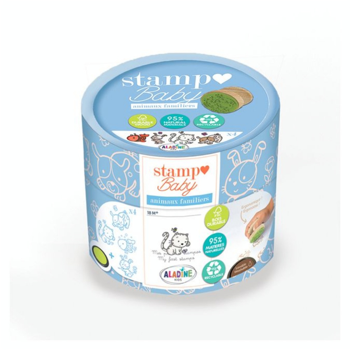 Tampon bois Stampo Baby Eco-Friendly Kit Animaux Familiers - Aladine - Rougier et Plé