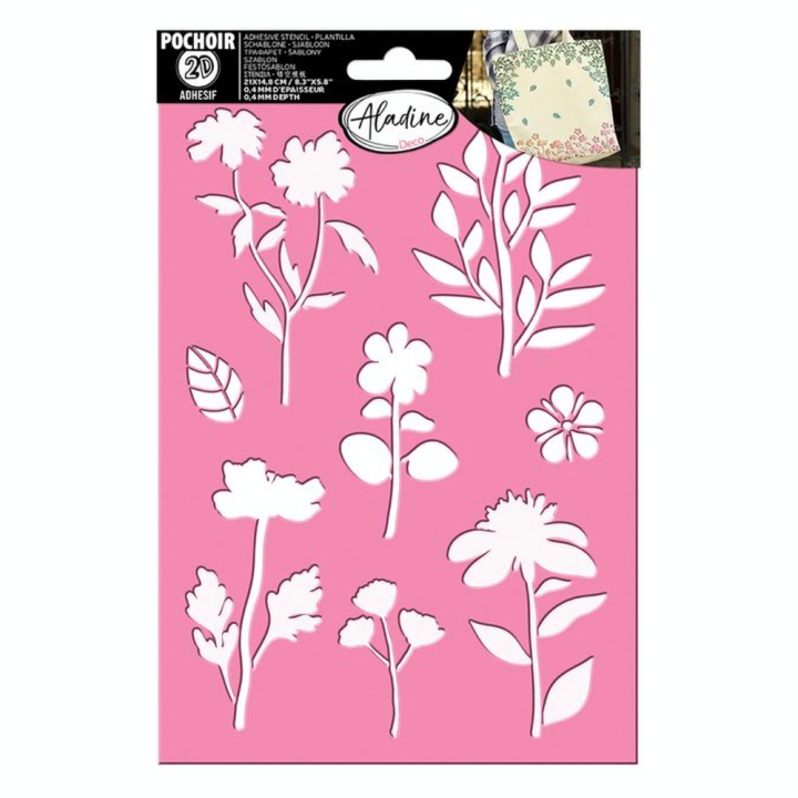 Pochoir 3D Adhésif 21 x 14.8 cm Fleurs - Aladine - Rougier et Plé