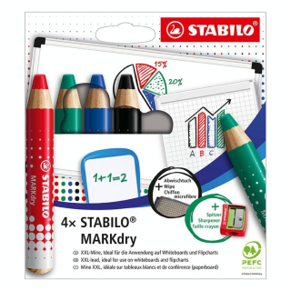 Crayon marqueur effaçable à sec MARKdry Set 4 couleurs - STABILO - Rougier et Plé