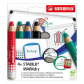 Crayon marqueur effaçable à sec MARKdry Set 4 couleurs - STABILO - Rougier et Plé