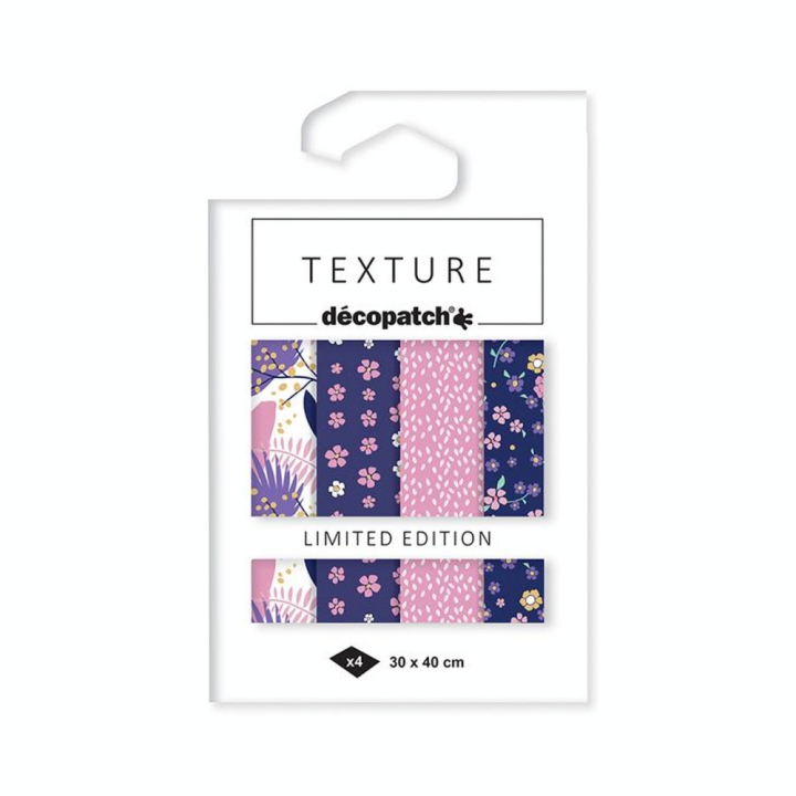 Papier Texture 30 x 40 cm FlowerTherapy 4 pcs - Décopatch - Rougier et Plé