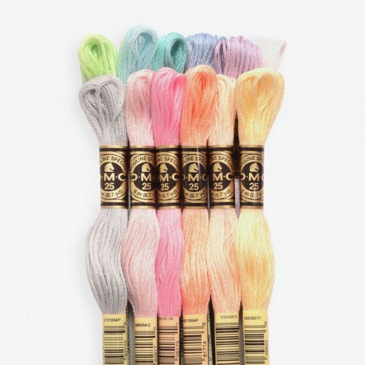 Échevettes Mouliné 117MC 12pcs - Pastels - DMC - Rougier et Plé