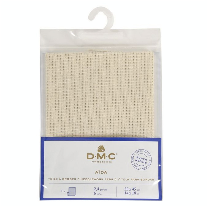 Toile Aïda 2,4 pts Punch Needle 51x61 cm - Ecru - DMC - Rougier et Plé
