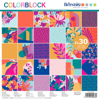Papier Imprimé Colorblock Bloc de 60 Feuilles 30.5 x 30.5 cm - Artemio - Rougier et Plé