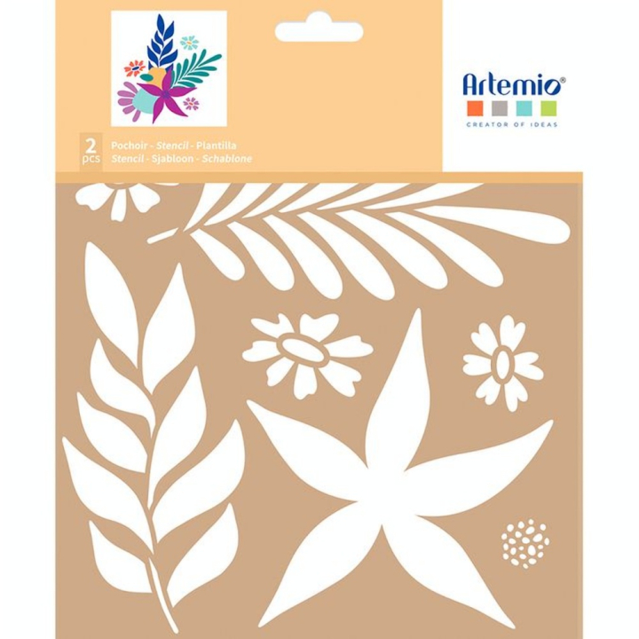 Pochoir Colorblock 20 x 20 cm Fleurs 2 pcs - Artemio - Rougier et Plé