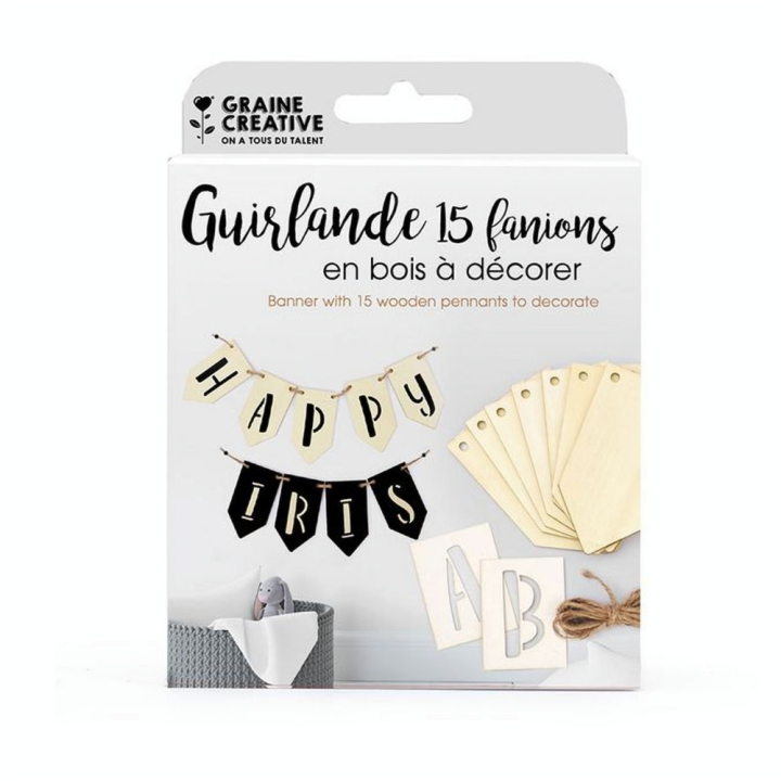 Guirlande en bois fanions et pochoirs - Graine Créative - Rougier et Plé