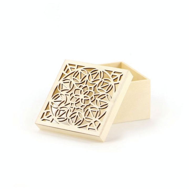 Boîte en bois couvercle mandala fleurs 10,5 x 6 x 10,5 cm - Graine Créative - Rougier et Plé