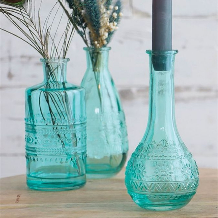 Vase en verre Berlin bleu - Graine Créative - Rougier et Plé