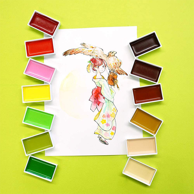 Aquarelle Japonaise Gansai Coffret 36 couleurs - Kuretake - Rougier et Plé