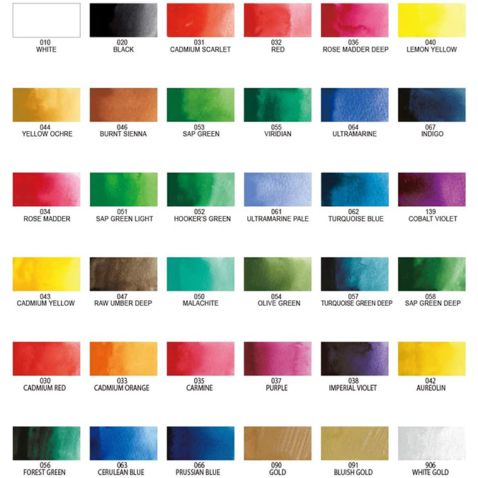 Aquarelle Japonaise Gansai Coffret 36 couleurs - Kuretake - Rougier et Plé