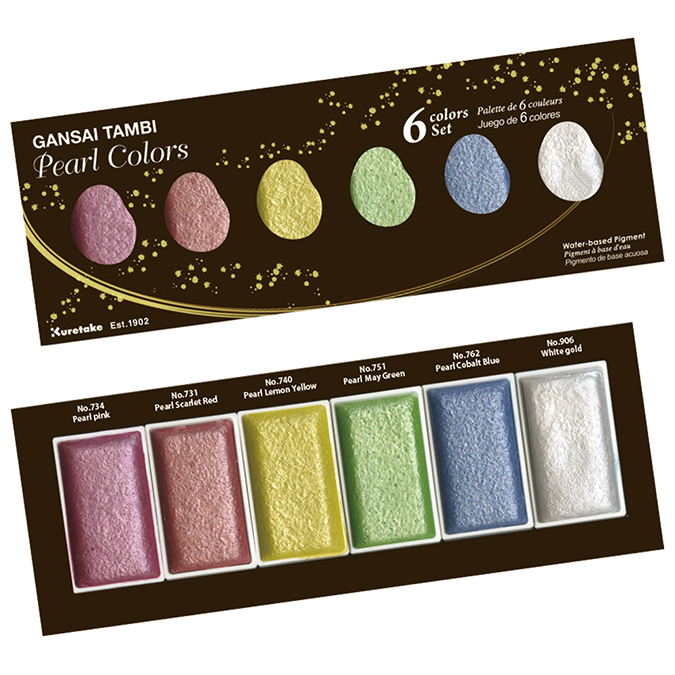 Aquarelle Japonaise Gansai Coffret 6 Teintes Pastel - Kuretake - Rougier et Plé