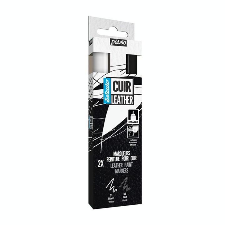 Marqueur Peinture Setacolor Cuir Set Noir & Blanc - Pébéo - Rougier et Plé