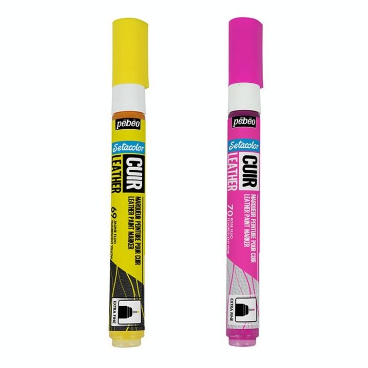 Marqueur Peinture Setacolor Cuir Set Jaune & Rose Fluo - Pébéo - Rougier et Plé