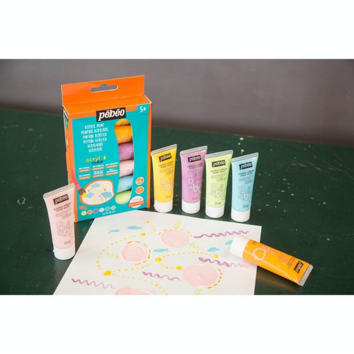 Peinture Acrylique Acrylcolor 6 tubes 20 ml Set découverte Pastel - Pébéo - Rougier et Plé