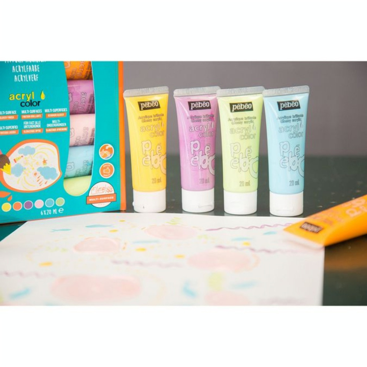 Peinture Acrylique Acrylcolor 6 tubes 20 ml Set découverte Pastel - Pébéo - Rougier et Plé
