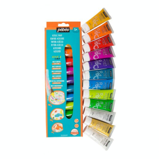 Peinture Acrylique Acrylcolor 12 tubes 20 ml Set découverte Paillettes - Pébéo - Rougier et Plé