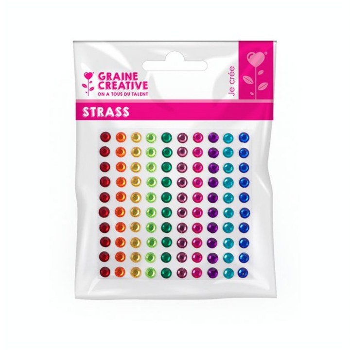 Strass adhésifs 5 mm 100 pcs Couleurs Vives - Graine Créative - Rougier et Plé