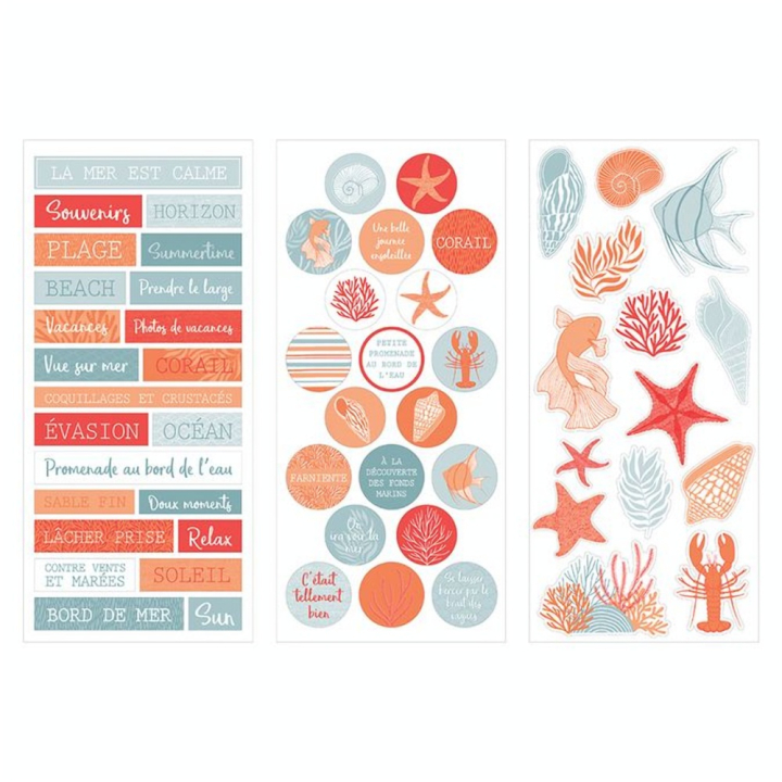 Stickers Epoxy Corail 3 planches 10.5 x 23 cm - Artemio - Rougier et Plé