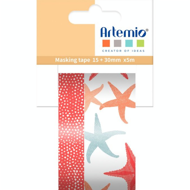 Ruban adhésif Washi Tape Corail 15 & 30 mm x 5 m Étoile de mer - Artemio - Rougier et Plé
