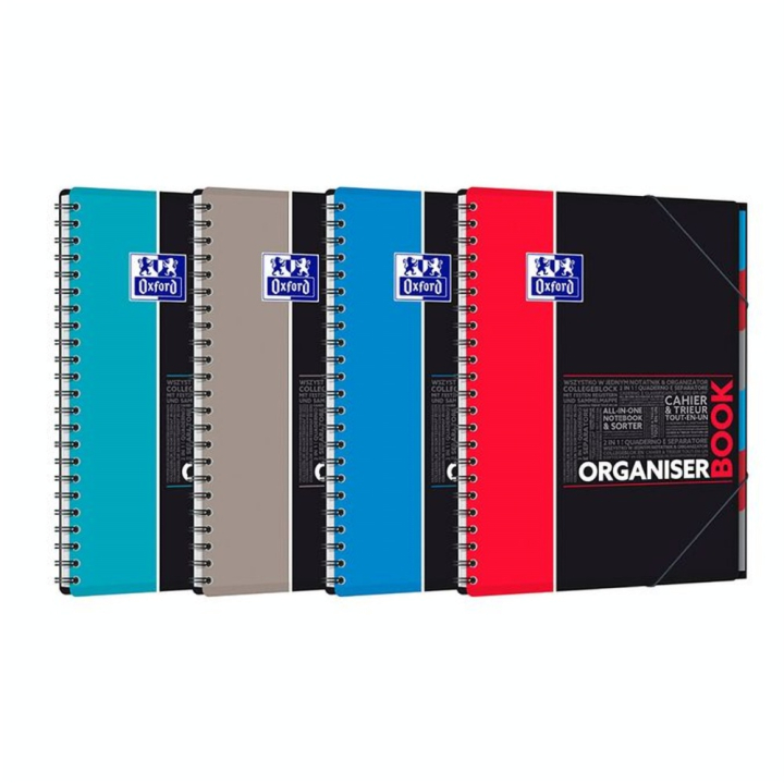 Cahier à spirales A4+ 24.5 x 31 cm Petits carreaux 5 x 5 mm 160 pages Organiserbook - Oxford - Rougier et Plé