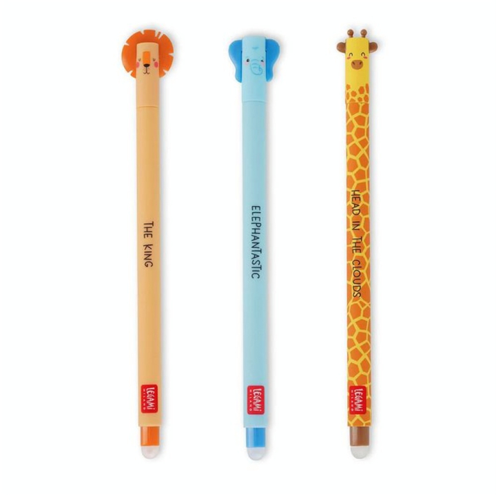 Stylo Encre Gel Effaçable 3 pcs Wild Savannah - Legami - Rougier et Plé