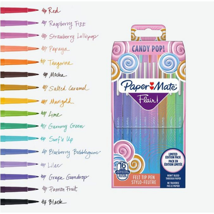 Feutre Flair Pochette 16 couleurs Candy pop - Paper Mate - Rougier et Plé