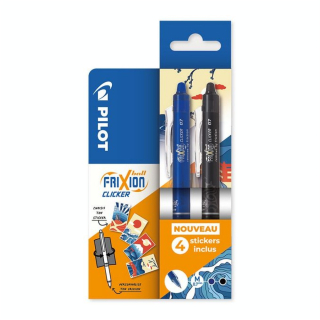 Stylo roller Frixion Ball Clicker Lot de 2 + 4 stickers Japon - Pilot - Rougier et Plé
