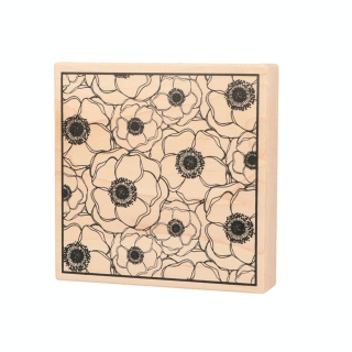 Tampon Bois Good Vibes Coquelicots 10 x 10 cm - Artemio - Rougier et Plé