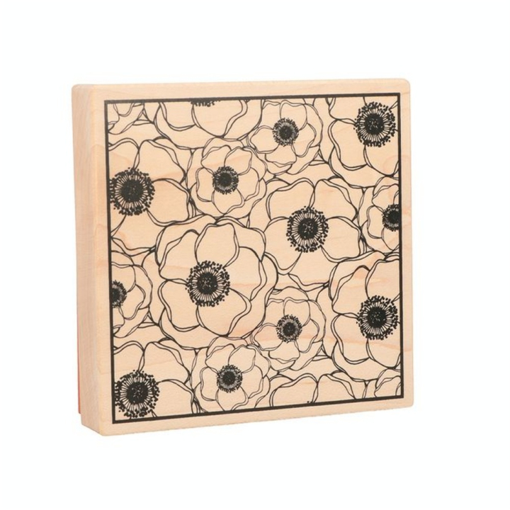 Tampon Bois Good Vibes Coquelicots 10 x 10 cm - Artemio - Rougier et Plé