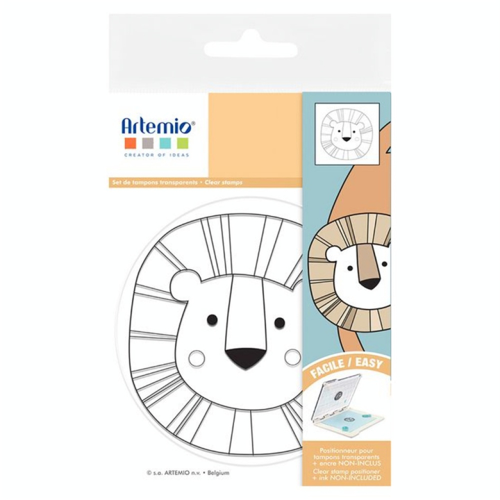 Tampon Transparent Rond 12 cm Safari Lion - Artemio - Rougier et Plé