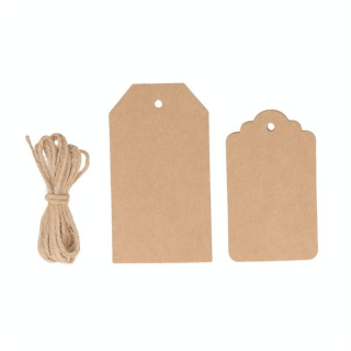 Étiquettes Kraft + Ficelle 12 pcs - Artemio - Rougier et Plé