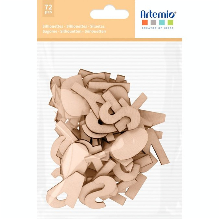 Mini Silhouettes en bois 72 pcs Lettres Alphabet - Artemio - Rougier et Plé