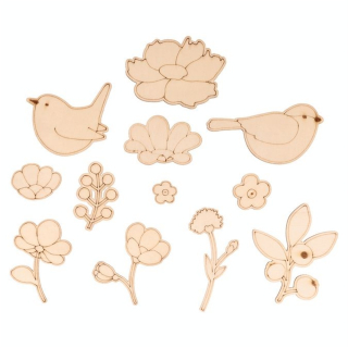 Mini Silhouettes en bois 57 pcs Couleurs Nature - Artemio - Rougier et Plé