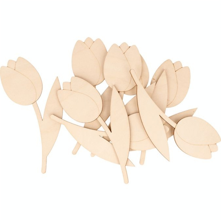 Silhouettes en bois 16 pcs Tulipes - Artemio - Rougier et Plé