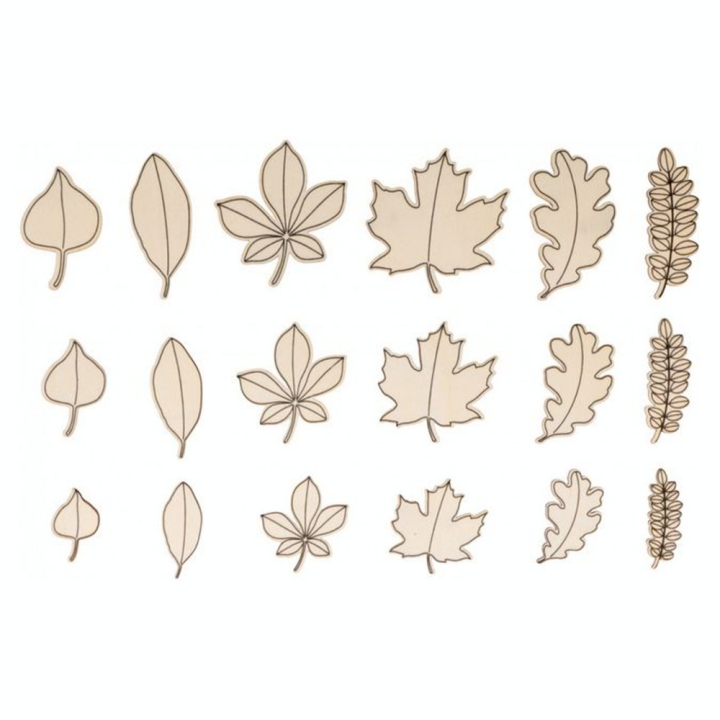 Mini Silhouettes en bois 18 pcs Feuilles Automne - Artemio - Rougier et Plé