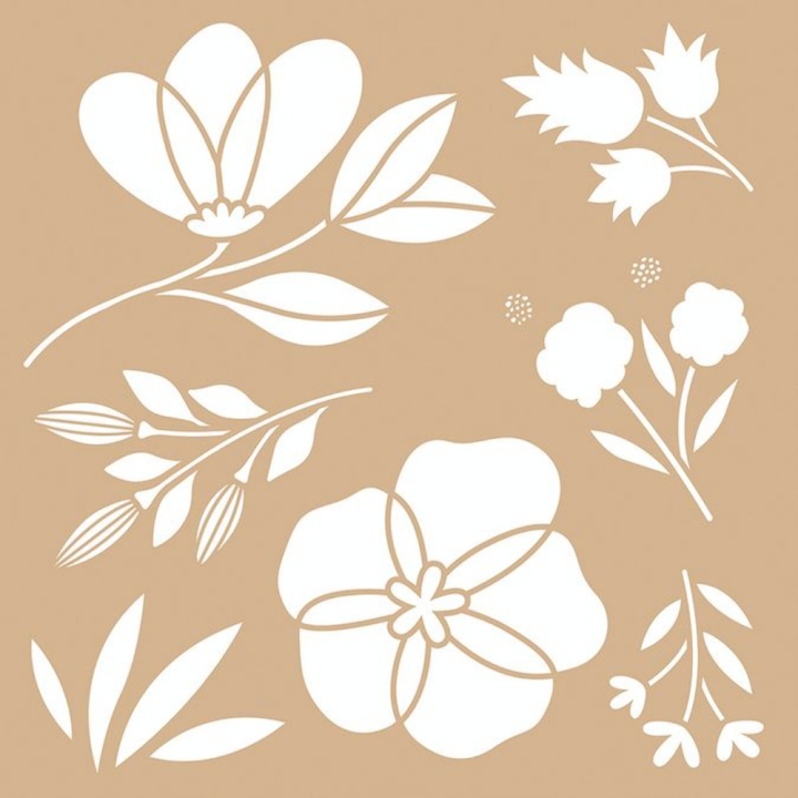Pochoir Kraft 20 x 20 cm On My Way Fleurs - Artemio - Rougier et Plé