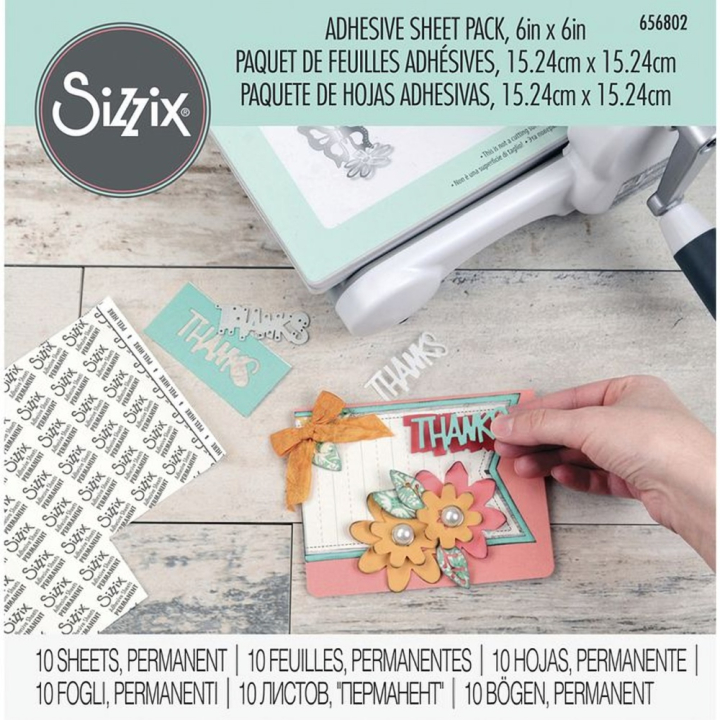 Feuilles Adhésives 15.24 x 15.24 Permanent 10 pcs - Sizzix - Rougier et Plé