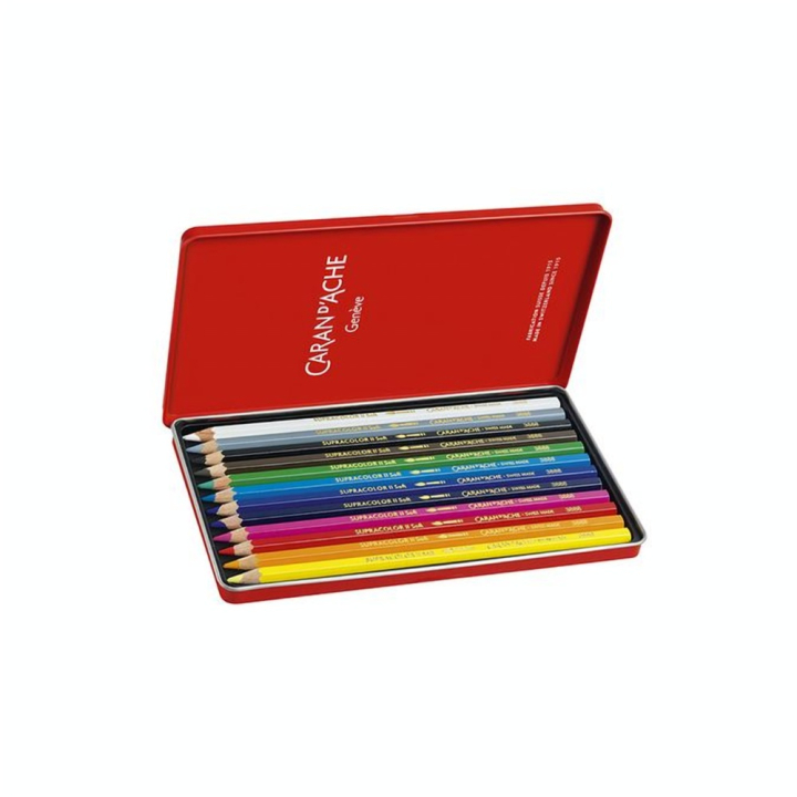 Crayon de couleur aquarellable Supracolor Boîte métal 12 pcs - Caran d'Ache - Rougier et Plé