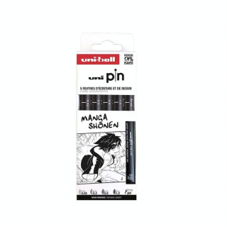 Feutres techniques uni Pin Pochette Manga Shonen 5 pcs - Uni-Ball - Rougier et Plé