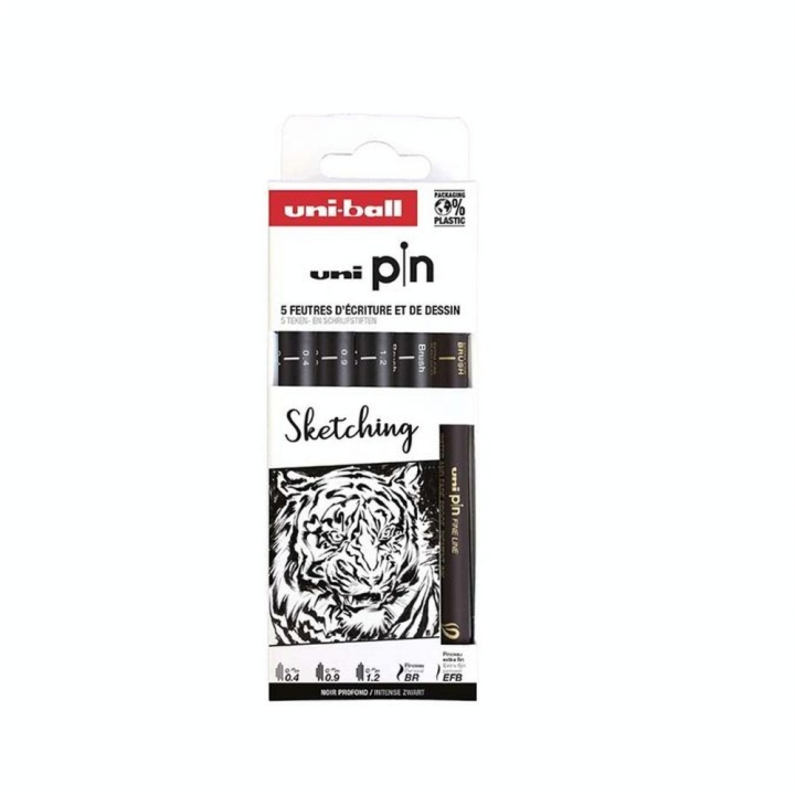 Feutres techniques uni Pin Pochette Sketching 5 pcs - Uni-Ball - Rougier et Plé