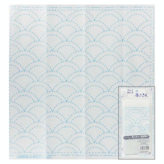 Coupon Tissu Sashiko 31 x 31 cm Blanc Vagues - Kiyohara - Rougier et Plé