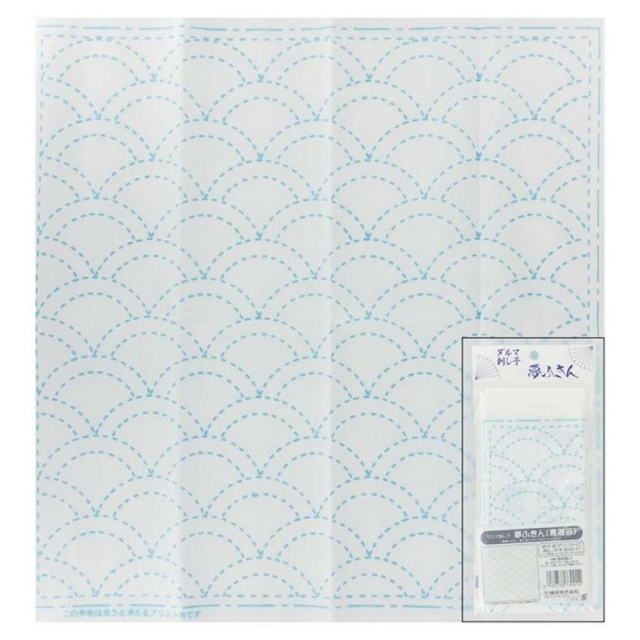 Coupon Tissu Sashiko 31 x 31 cm Blanc Vagues - Kiyohara - Rougier et Plé