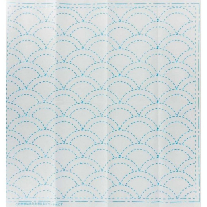 Coupon Tissu Sashiko 31 x 31 cm Blanc Vagues - Kiyohara - Rougier et Plé