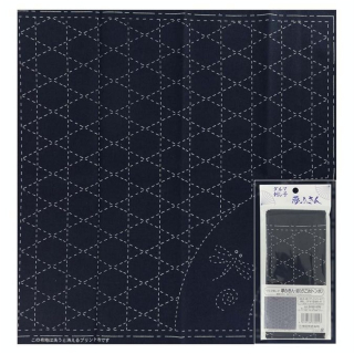Coupon Tissu Sashiko 31 x 31 cm Navy Libellules - Kiyohara - Rougier et Plé