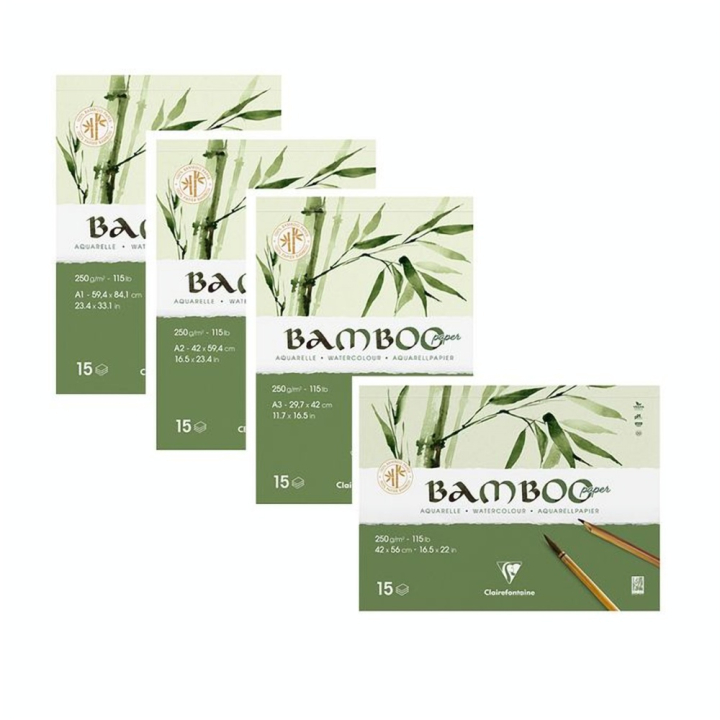 Papier Aquarelle Bamboo 250 g/m² Bloc de 15 feuilles - Clairefontaine - Rougier et Plé